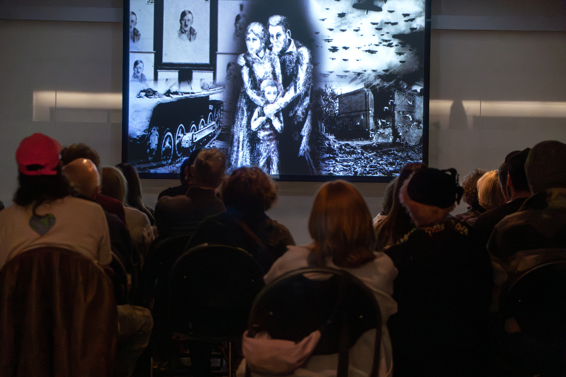 Audience Watching Film - Animated Image of Family Looking Scared